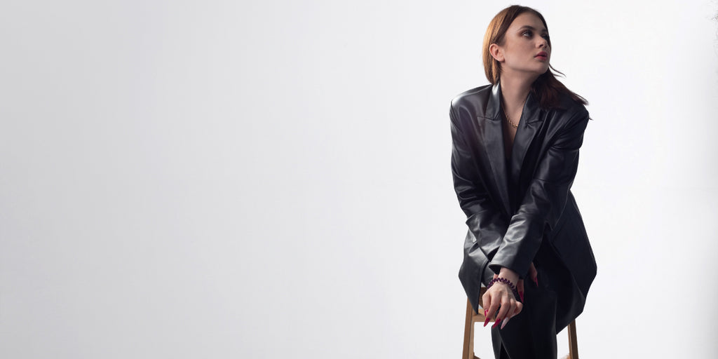 women leather blazer