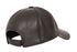 Premium dark brown leather baseball cap with curved peak by LLD Original, adjustable fit for comfort.