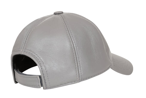 Light grey genuine lamb nappa leather baseball cap with curved peak by LLD Original