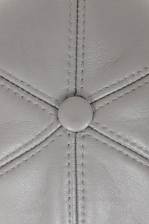 Light grey genuine lamb nappa leather baseball cap with curved peak by LLD Original