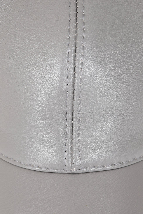 Light grey genuine lamb nappa leather baseball cap with curved peak by LLD Original