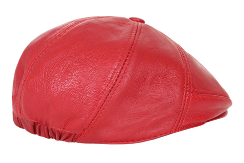 Premium dark red lamb leather flat cap in London style by LLD Original, showcasing classic men's headwear design.