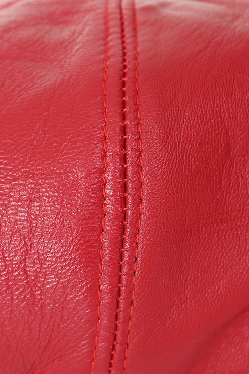 Premium dark red lamb leather flat cap in classic London style by LLD Original