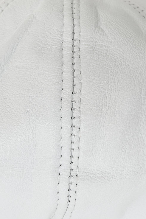 White Genuine Off-White Lamb Nappa Leather London Flat Cap - Classic British style cabbie cap