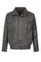 Men's grey nappa leather blouson jacket in classic fit by LLD Original, available in sizes S to 6XL.
