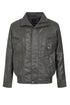 Men's grey nappa leather blouson jacket in classic fit by LLD Original, available in sizes S to 6XL.