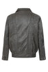 Men's grey nappa leather blouson jacket by LLD Original in classic fit, available in sizes 2XL to 6XL