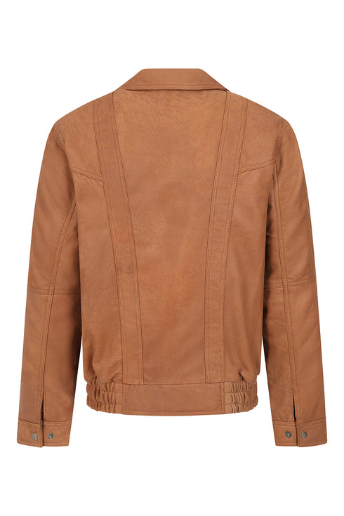 Men's tan Nappa leather classic blouson jacket by LLD Original with a stylish design, available in multiple sizes.