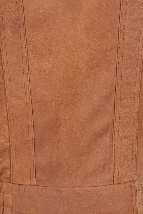 Men's tan nappa leather classic blouson jacket by LLD Original, available in sizes S to 4XL.