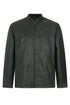 LLD Original green Napa leather mandarin collar jacket with badges, available in sizes S to 4XL.