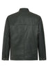 Green Napa leather mandarin collar jacket by LLD Original, classic style, available in sizes S to 4XL.