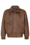 Men's brown Napa leather blouson jacket in classic style by LLD Original, available in multiple sizes.