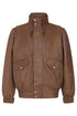Men's brown Napa leather blouson jacket by LLD Original in classic style, available in sizes S-5XL.