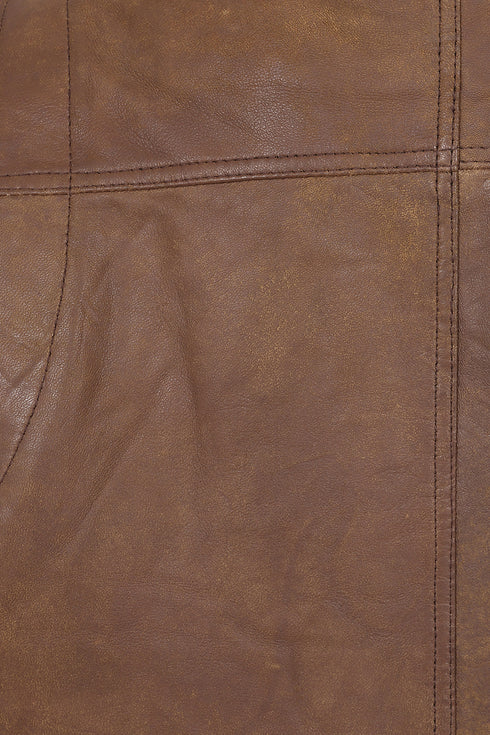 Men's brown Napa leather blouson jacket by LLD Original, featuring a classic style, available in multiple sizes.