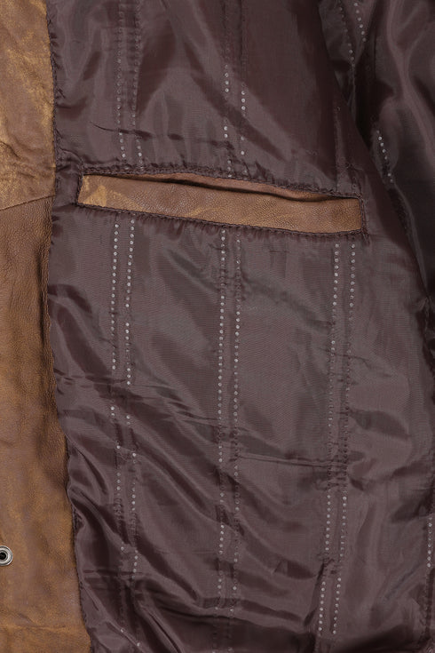 Men's Premium Brown Napa Leather Blouson Jacket - Timothy