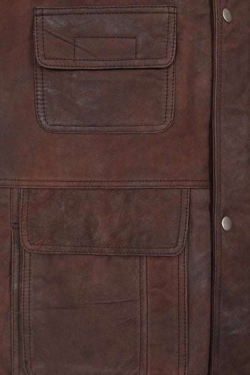 Men’s Brown Buff Real Lamb Leather Gilet – Vinny Vig