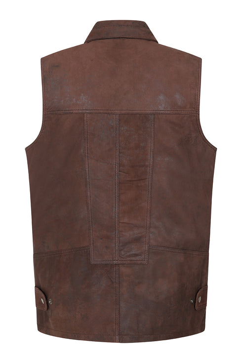 Men’s Brown Buff Real Lamb Leather Gilet – Vinny Vig