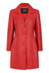 Women’s Red Real Lamb Nappa Leather Knee Length Coat – Donna