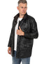 Men's 3/4 length classic black Nappa leather car coat by LLD Original, featuring button closure and side pockets