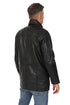 Classic black nappa leather car coat, 3/4 length, by LLD Original, available in multiple sizes up to 6XL.