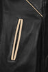 Women's black cream nappa leather jacket with concealed zip and contrast trim, classic fitted style by LLD Original.