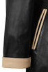 Women's black cream nappa leather jacket with contrast trim and concealed zip by LLD Original