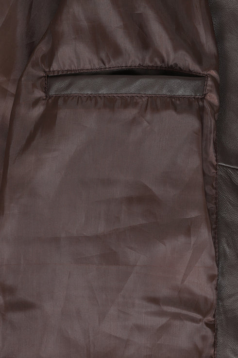 Women’s Brown Real Nappa Leather Blazer Jacket – Karen