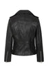 Women's black leather biker jacket with YKK zip and fitted style, available in sizes 8-18 by LLD Original