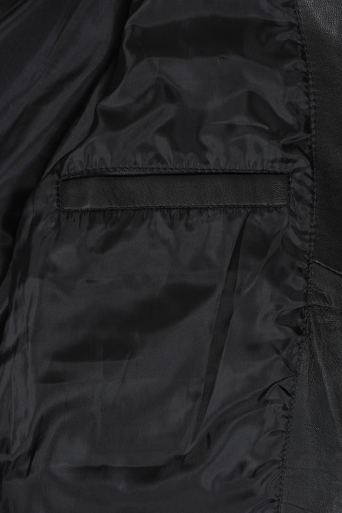 Women's Soft Black Leather Biker Jacket - Emma YKK Zip