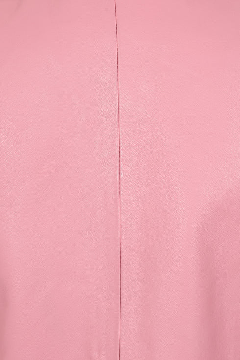 Soft pink nappa leather jacket with a classic fitted design, cropped style, by LLD Original. Sizes 8, 10, 12 available.