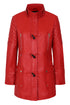Premium Red Nappa Leather Jacket Women - AMY Hooded
