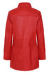 Premium Red Nappa Leather Jacket Women - AMY Hooded