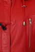 Premium Red Nappa Leather Jacket Women - AMY Hooded
