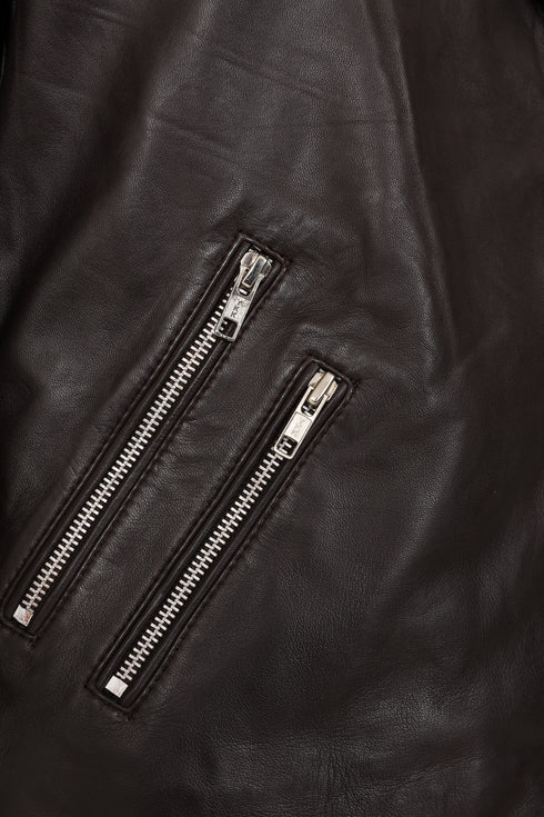 Women’s Brown Real Nappa Leather Biker Jacket – Celia