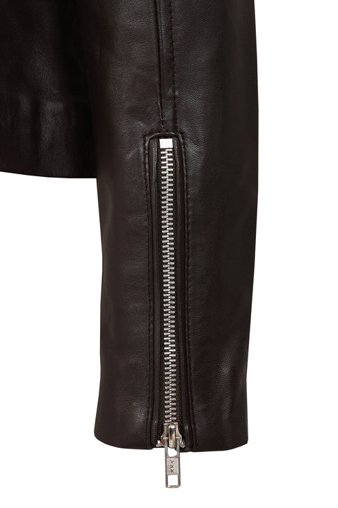 Women’s Brown Real Nappa Leather Biker Jacket – Celia