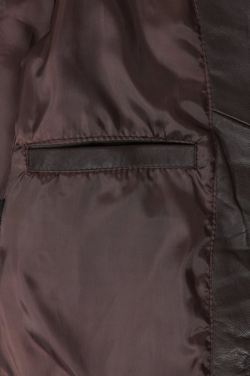 Women’s Brown Real Nappa Leather Biker Jacket – Celia