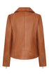 Women’s Tan Real Nappa Leather Biker Jacket – Celia