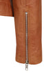 Women’s Tan Real Nappa Leather Biker Jacket – Celia
