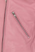 Women's pink real leather biker jacket with collar and inside pocket by LLD Original