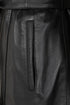 LLD Original Women's black Napa leather belted coat, knee-length, featuring a stylish belt and classic design.