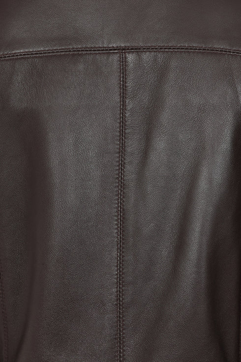 Women’s Brown Real Lamb Nappa Leather Knee Length Coat – Donna