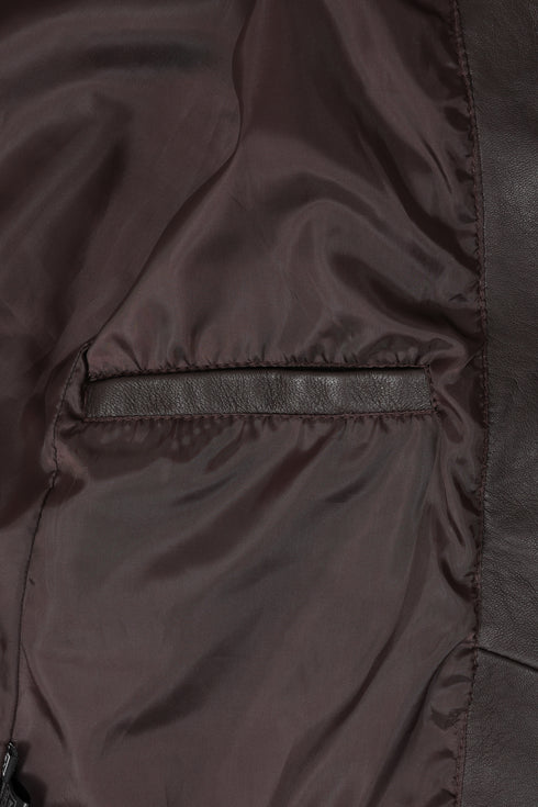 Women’s Brown Real Lamb Nappa Leather Knee Length Coat – Donna