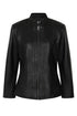 LLD Original women's fitted black nappa leather jacket with a classic design.