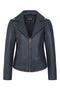 Women’s Navy Real Nappa Leather Biker Jacket – Suzy
