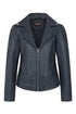 Women’s Navy Real Nappa Leather Biker Jacket – Suzy