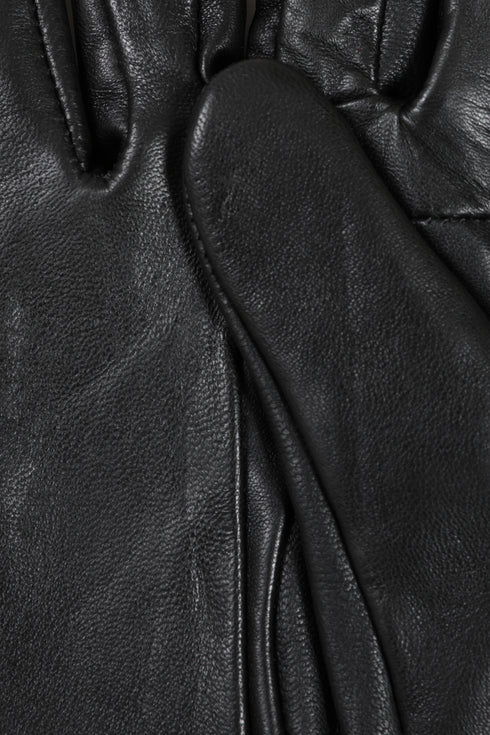 Women’s Black Leather Gloves – Quilted Detail