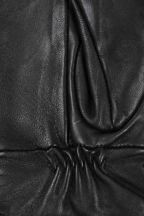 Women’s Black Leather Gloves – Quilted Detail