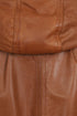 Tan leather ¾ length duffle coat with detachable fur, drawstring, and hip length by LLD Original