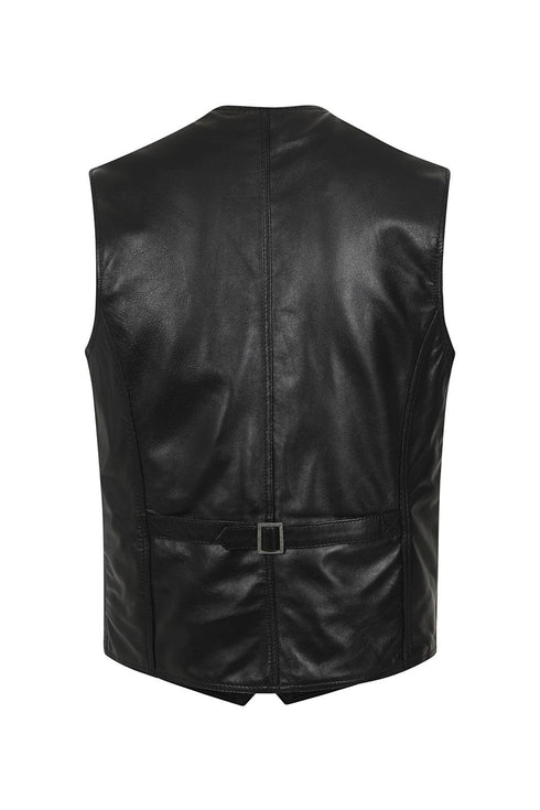 Men's Leather Classic Waistcoat Black, Brown, Tan - TEDDY - London Leathers Direct