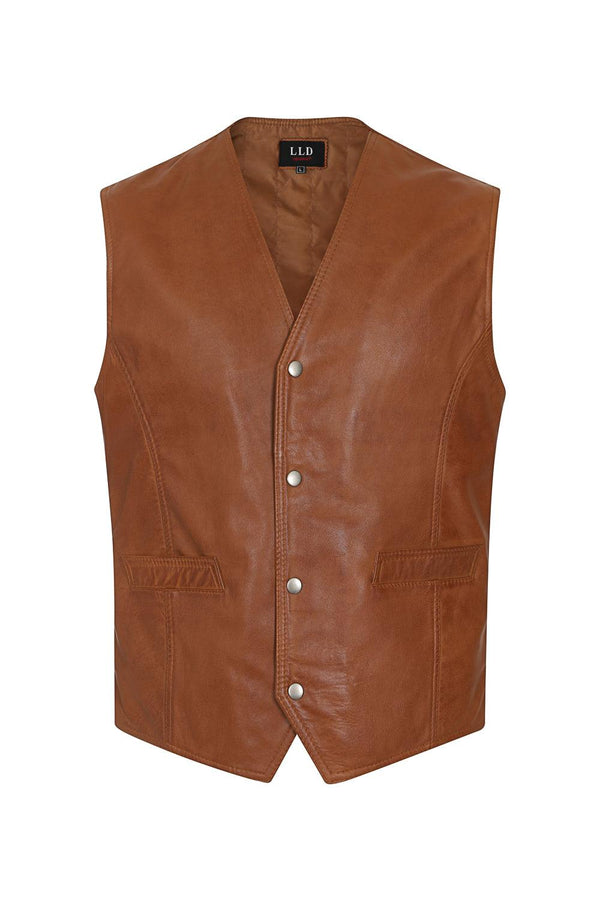 Men's Leather Classic Waistcoat Black, Brown, Tan  - TEDDY - London Leathers Direct